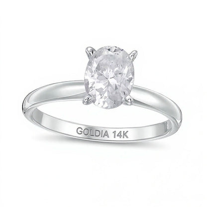 1.0 CT. TW Verlobungsring Solitär mit ovalem Diamant in 14K Weißgold (I/I2)