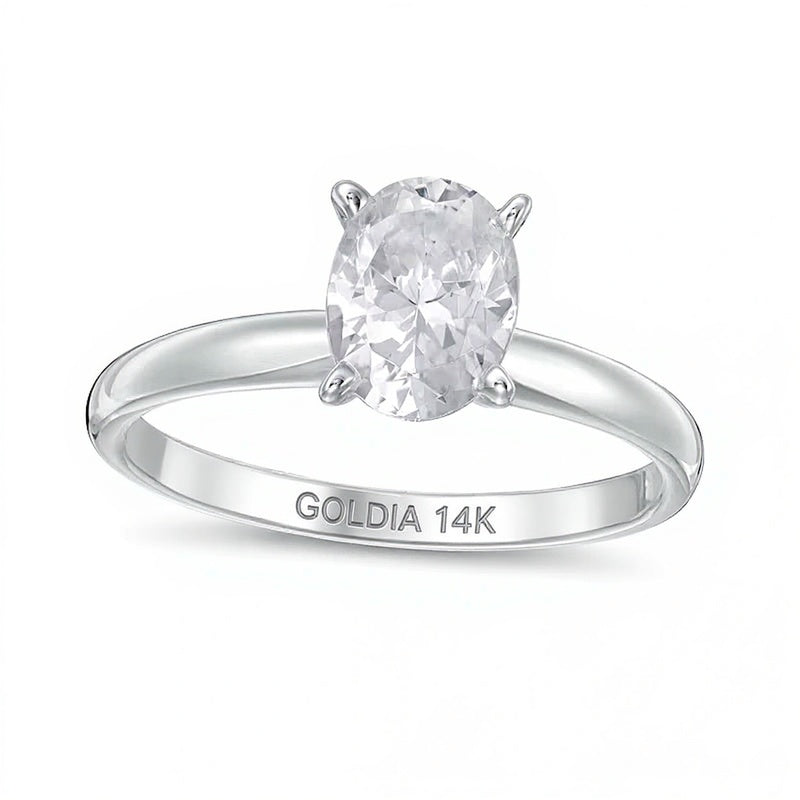 1.0 CT. TW Verlobungsring Solitär mit ovalem Diamant in 14K Weißgold (I/I2)