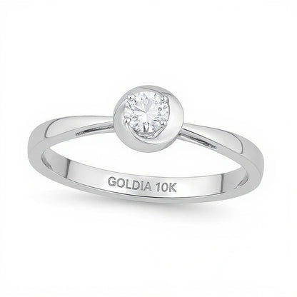 0,17 ct. Diamant-Solitär Freundschaftsring mit Swirl-Design in 10K Weißgold
