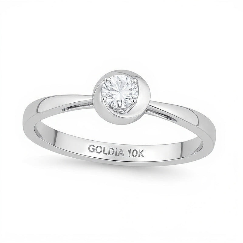 0,17 ct. Diamant-Solitär Freundschaftsring mit Swirl-Design in 10K Weißgold