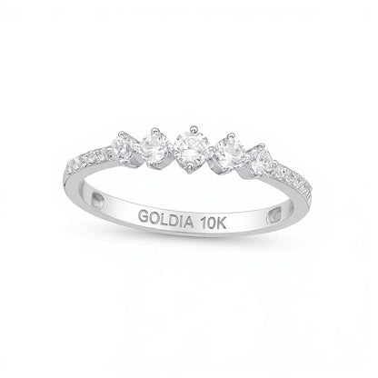 0.33 ct. Gesamtgewicht Diamant Fünfstein Memoire-Ring in 10K Weißgold