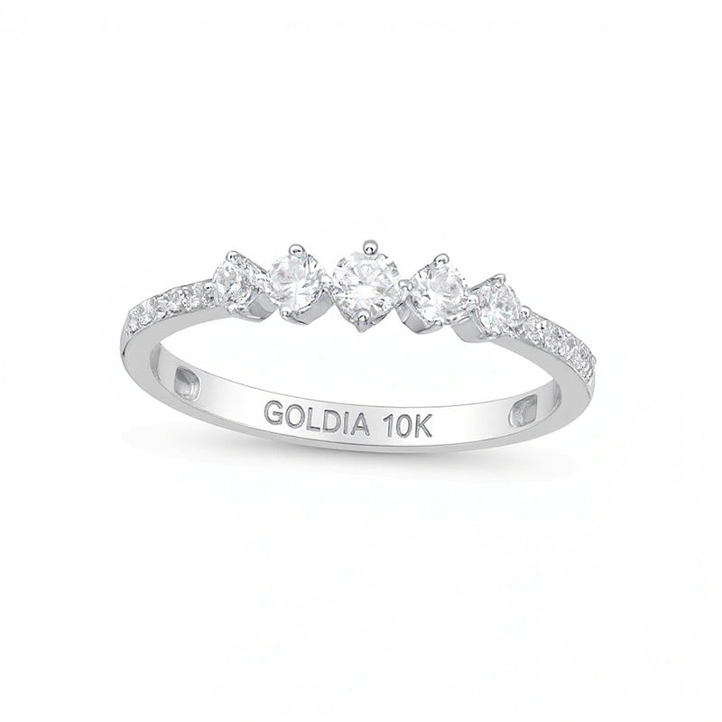 0.33 ct. Gesamtgewicht Diamant Fünfstein Memoire-Ring in 10K Weißgold