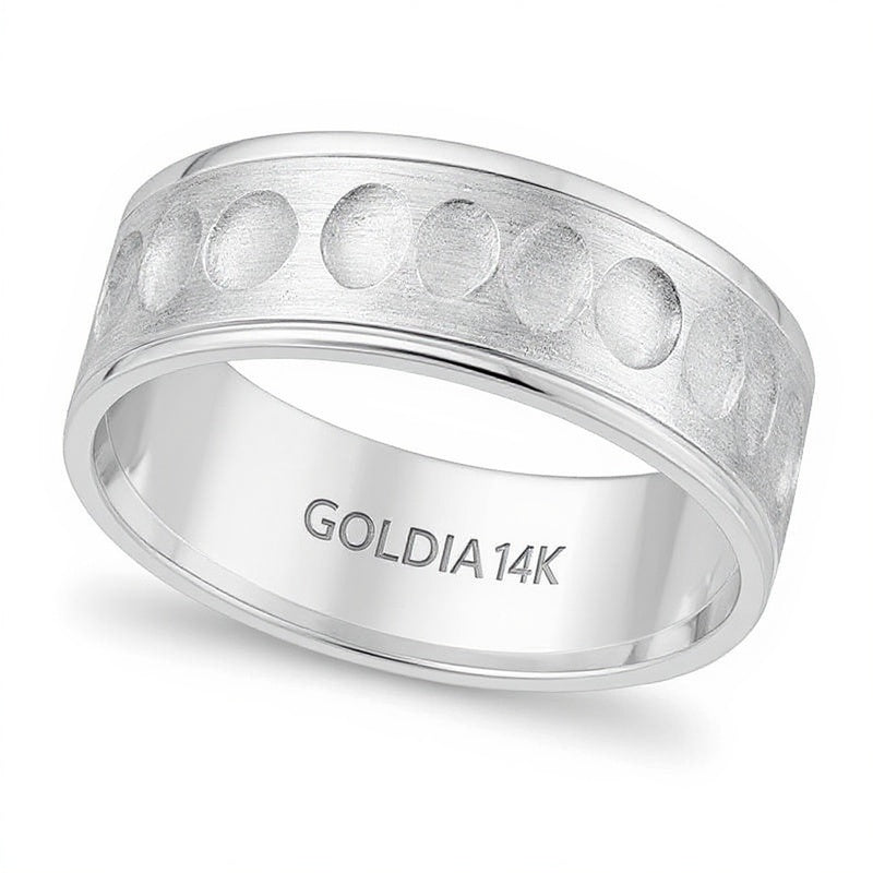 7,5 mm Ehering mit Komfortschliff, gebürstet und gehämmert, in 14K Weißgold