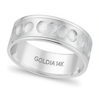 7,5 mm Ehering mit Komfortschliff, gebürstet und gehämmert, in 14K Weißgold