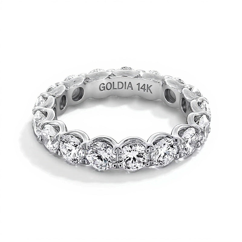 4.0 CT. TW Labordiamant Memoire-Ring mit Muschelfassung in 14K Weißgold (F/VS2) – Größe 6
