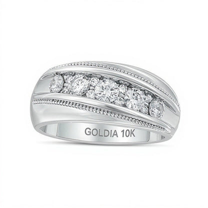 1.0 CT. Gesamtgewicht Diamant Ehering in 10K Weißgold