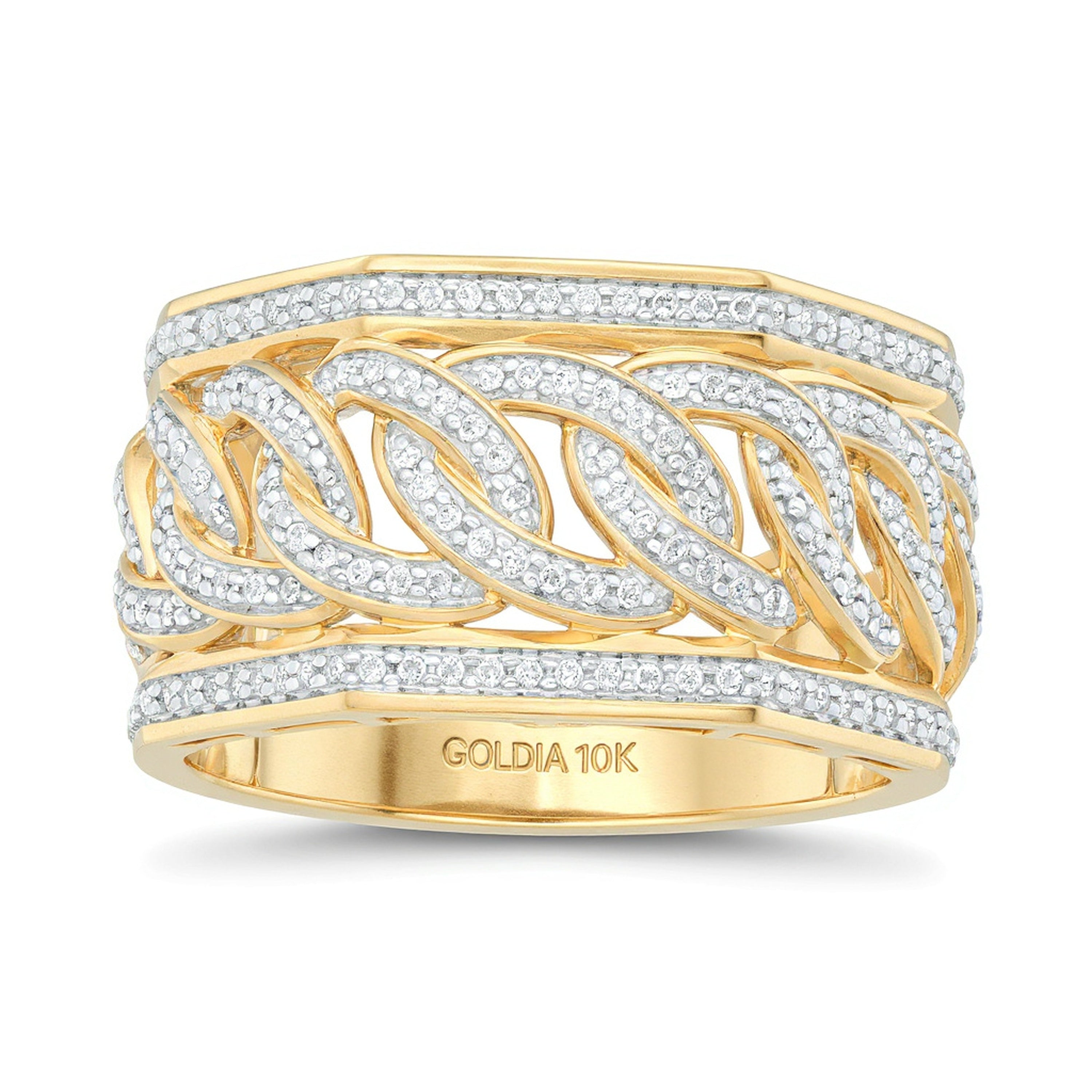 0.5 CT. TW Diamant Panzerkette-Ring in 10K Gelbgold
