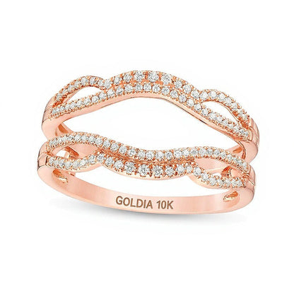 0.25 ct. Gesamtgewicht Diamant Solitär-Enhancer mit gewelltem geteiltem Ringschienen-Design in 10K Roségold