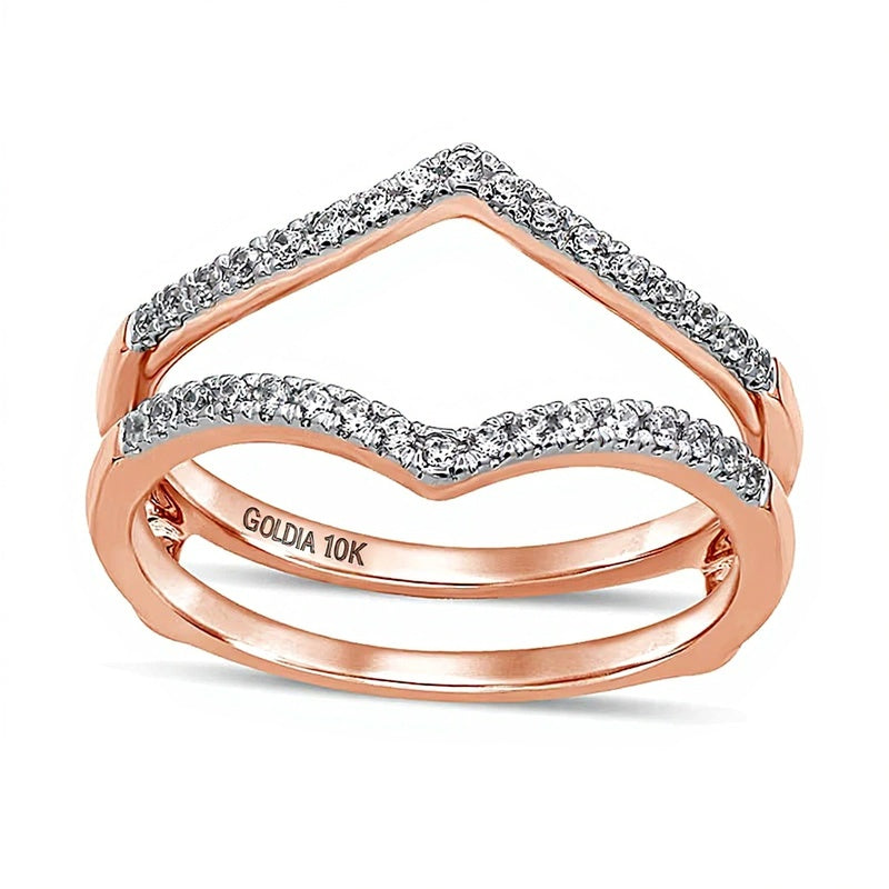 0.2 ct. Gesamtgewicht Diamant Chevron Solitär-Enhancer in 10K Roségold