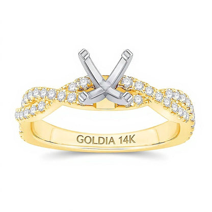 0.33 ct. Gesamtgewicht Diamant Solitär-Fassung mit Twist-Schiene für Damen aus 14K Gelbgold