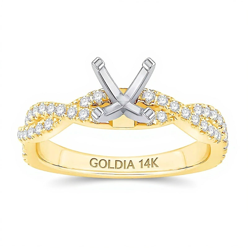 0.33 ct. Gesamtgewicht Diamant Solitär-Fassung mit Twist-Schiene für Damen aus 14K Gelbgold
