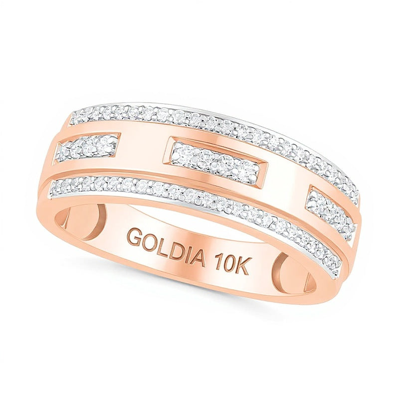 0.38 CT. Gesamtgewicht Diamant Ehering mit Kantenbesatz in 10K Roségold