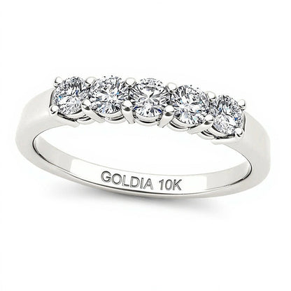 0.5 ct. Gesamtgewicht Diamant Memoire-Ring mit fünf Steinen in 10K Weißgold