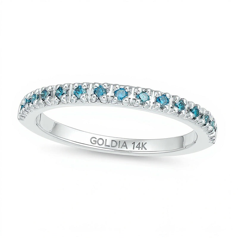 0,13 ct. Gesamtgewicht behandelter blauer Diamant Memoire-Ring in 14K Weißgold