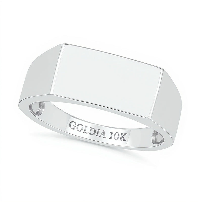 0,07 CT. Diamant-Solitär Ehering mit quadratischer Oberseite in 10K Weißgold