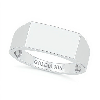 0,07 CT. Diamant-Solitär Ehering mit quadratischer Oberseite in 10K Weißgold