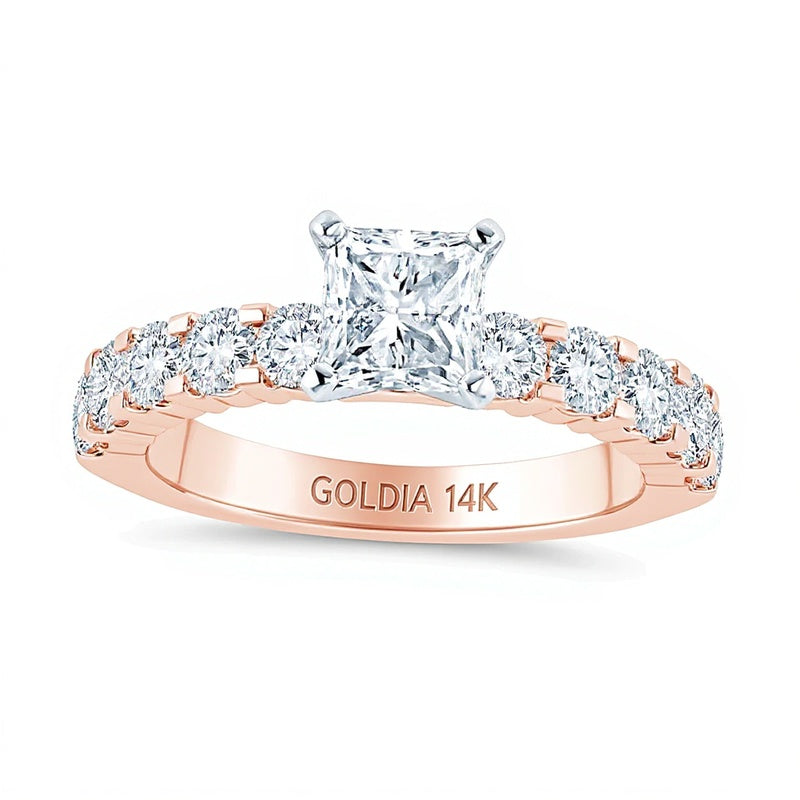 2.0 ct. Gesamtgewicht Diamant-Verlobungsring im Princess-Schliff in 14K Roségold (I/I2)