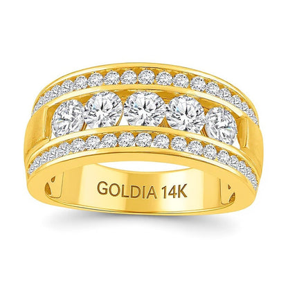 2.0 ct. Gesamtgewicht zertifizierter Ring mit Labordiamanten in 14K Gelbgold (F/VS2)
