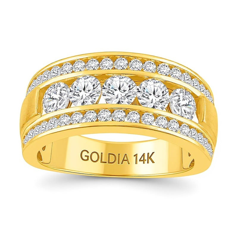 2.0 ct. Gesamtgewicht zertifizierter Ring mit Labordiamanten in 14K Gelbgold (F/VS2)