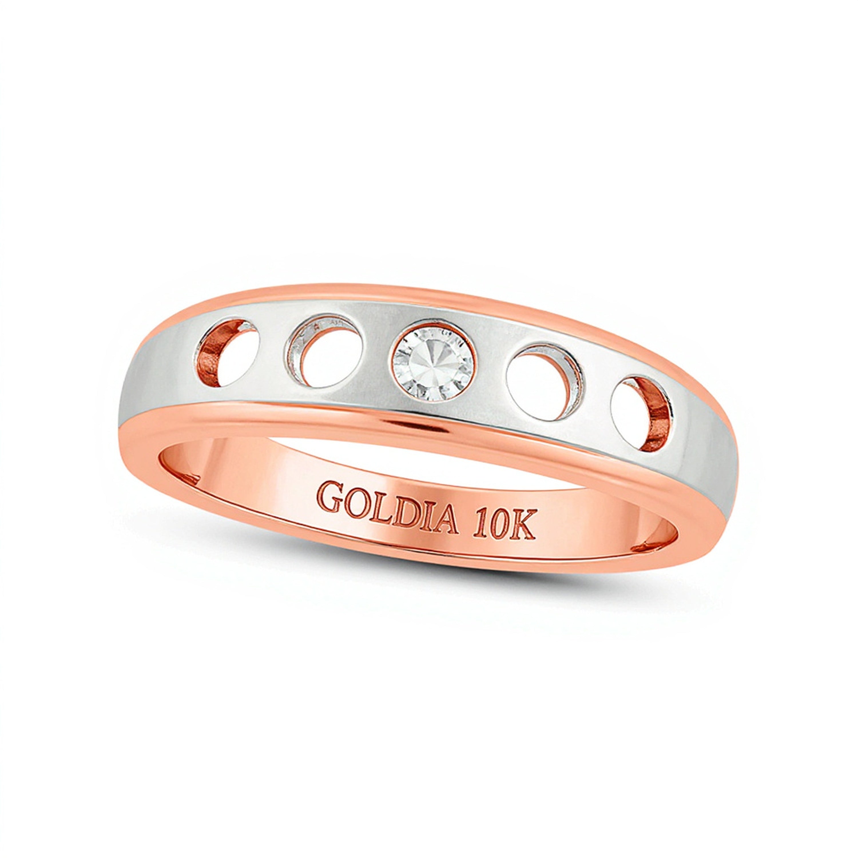 0.25 ct. Gesamtgewicht Diamant Ehering mit Multi-Textur in 10K Bicolor Gold