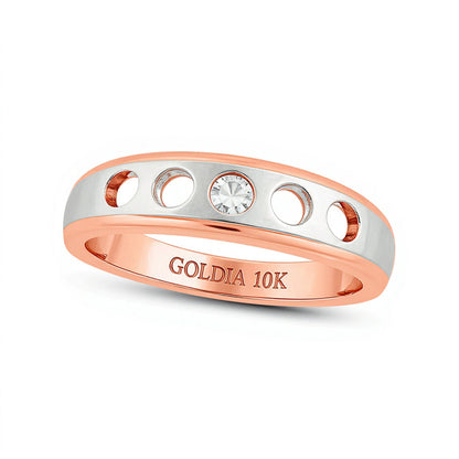 0.25 ct. Gesamtgewicht Diamant Ehering mit Multi-Textur in 10K Bicolor Gold