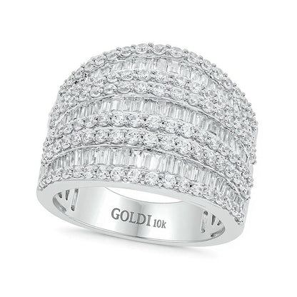 1,88 ct. Gesamtgewicht Baguette-Diamant Ring mehrreihig in 10K Weißgold