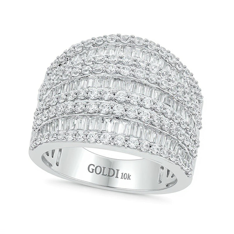 1,88 ct. Gesamtgewicht Baguette-Diamant Ring mehrreihig in 10K Weißgold