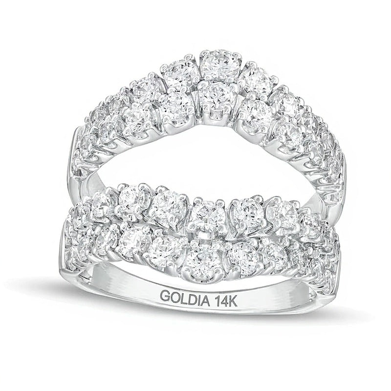 2.0 ct. Gesamtgewicht Diamant Solitär-Enhancer zweireihig konturiert in 14K Weißgold