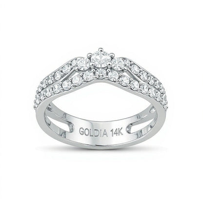 1,5 ct. Gesamtgewicht Diamant-Ring mehrreihig im Tiara-Stil Solitär-Enhancer in 14K Weißgold