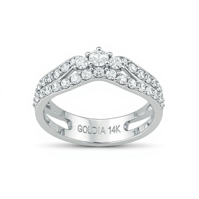 1,5 ct. Gesamtgewicht Diamant-Ring mehrreihig im Tiara-Stil Solitär-Enhancer in 14K Weißgold