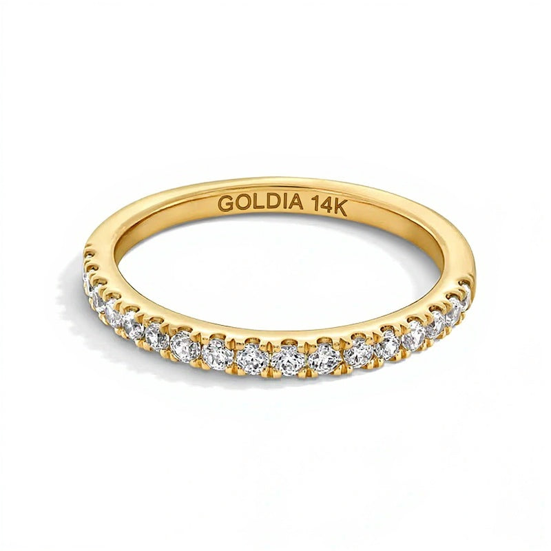0.33 ct. Gesamtgewicht Memoire-Ring mit Labordiamanten in 14K Gelbgold (F/VS2)