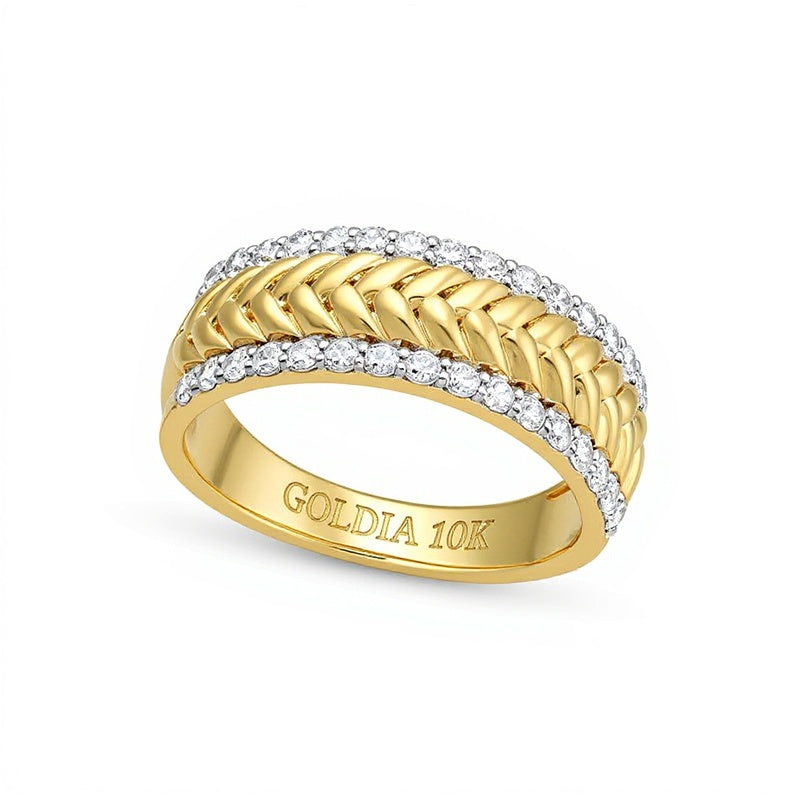 0.5 ct. Gesamtgewicht Diamant Fischgräten-Ring aus 10K Gelbgold