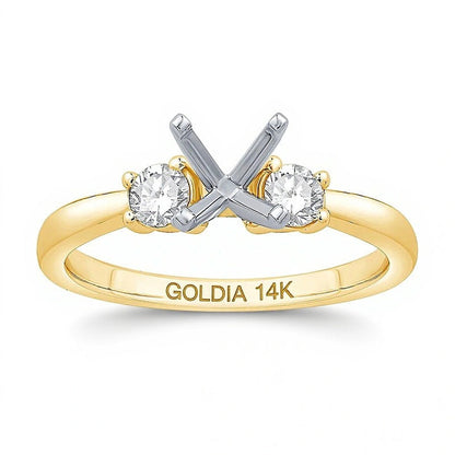 0.25 ct. Gesamtgewicht Diamant Dreistein Solitär Fassung in 14K Gelbgold