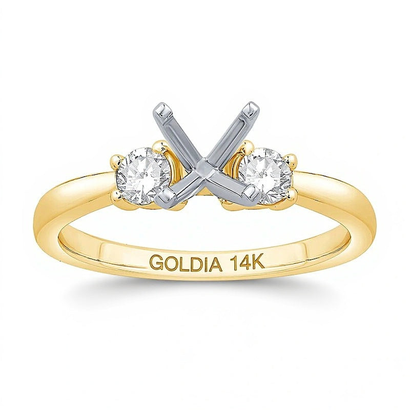0.25 ct. Gesamtgewicht Diamant Dreistein Solitär Fassung in 14K Gelbgold
