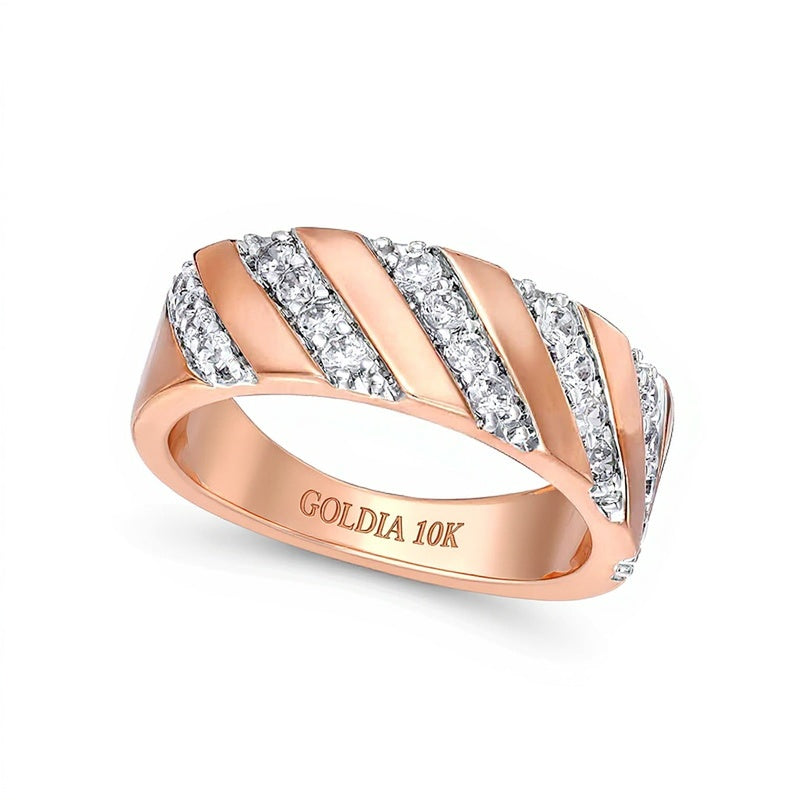 0.5 ct. Gesamtgewicht Diamant-Ring mit diagonaler Reihe in 10K Roségold