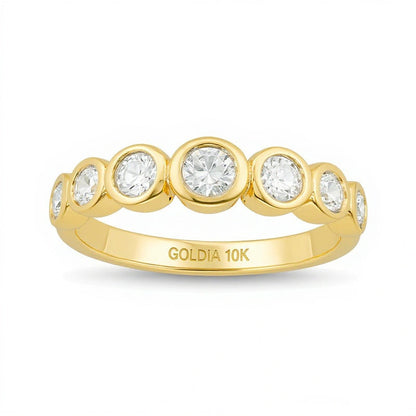 0,5 ct. Gesamtgewicht Diamant Sieben-Stein Ring in 10K Gelbgold