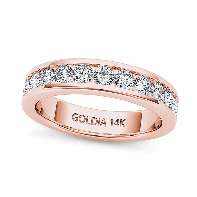 Ehering mit Diamanten 1.0 ct. Gesamtgewicht in 14K Roségold