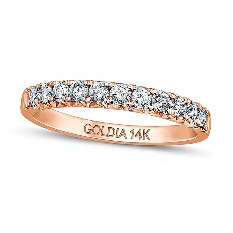 Memoire-Ring mit Diamanten 0.5 CT. Gesamtgewicht, elf Steine, rund, in 14K Roségold