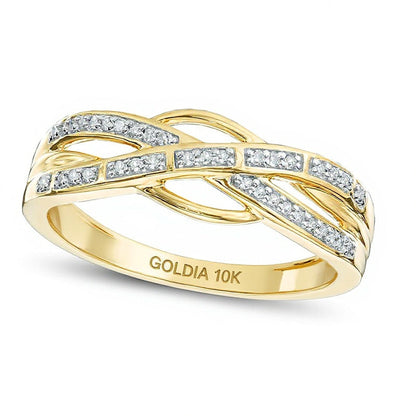 0.1 ct. Gesamtgewicht Diamant Crossover-Ring in 10K Gelbgold