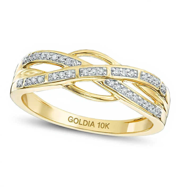 0.1 ct. Gesamtgewicht Diamant Crossover-Ring in 10K Gelbgold