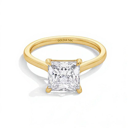 3.0 CT. Labordiamant-Solitär-Verlobungsring im Princess-Schliff in 14K Gelbgold (F/VS2)