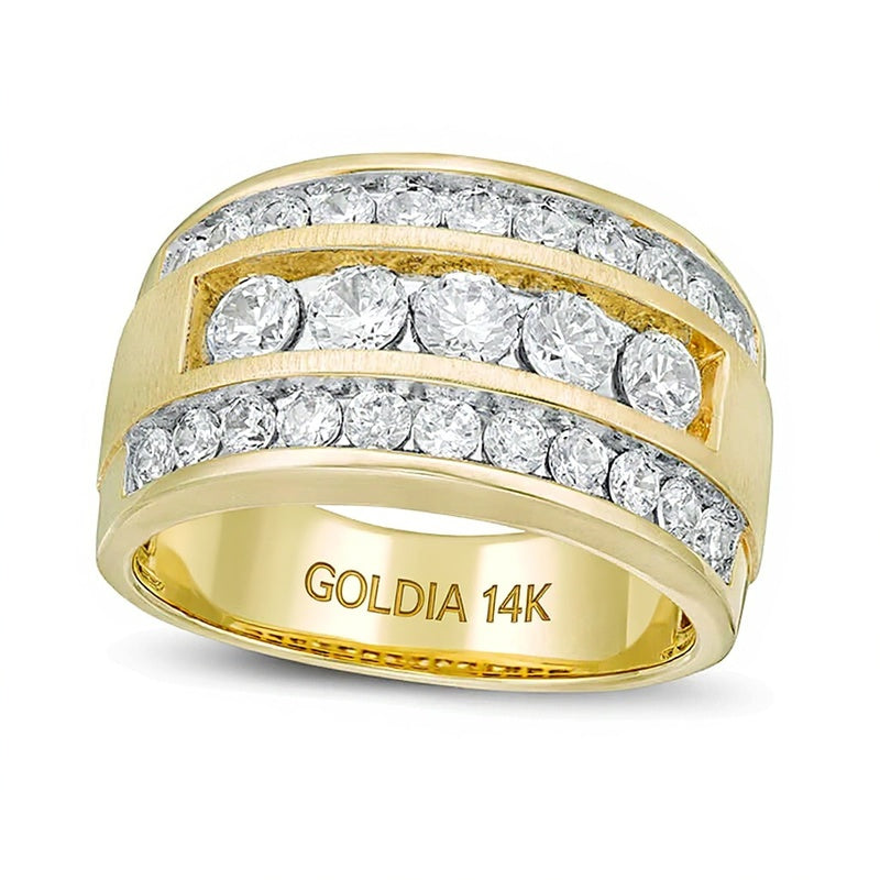 Fashion-Ring mit weißen runden Diamanten 2.0 ct. Gesamtgewicht in 14K Gelbgold