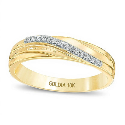 Memoire-Ring mit Diamanten 0.07 ct. Gesamtgewicht, rund, in 10K Gelbgold