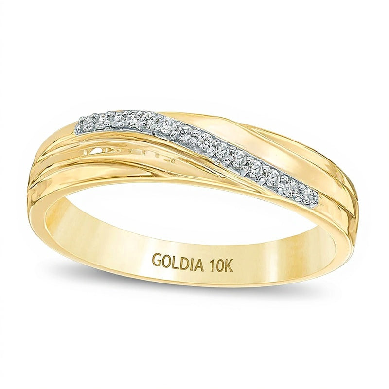 Memoire-Ring mit Diamanten 0.07 ct. Gesamtgewicht, rund, in 10K Gelbgold