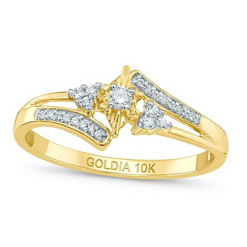 0.1 CT. Gesamtgewicht Diamant Bypass Freundschaftsring in 10K Gelbgold