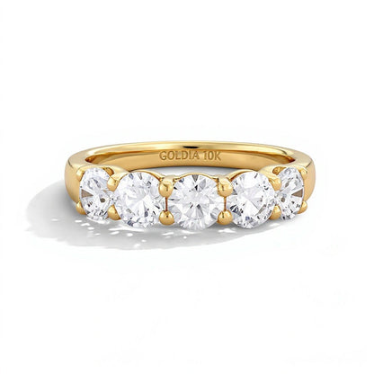 2.0 ct. Gesamtgewicht Memoire-Ring mit fünf Labordiamanten in 10K Gelbgold (F/VS2)