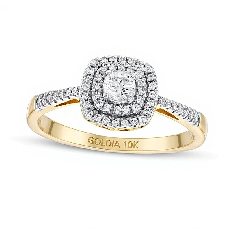 0.33 ct. Gesamtgewicht Diamant Verlobungsring mit Halo in 10K Gelbgold