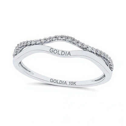 0,1 ct. Gesamtgewicht Diamant Ring mit offenem Wellendesign in 10K Weißgold