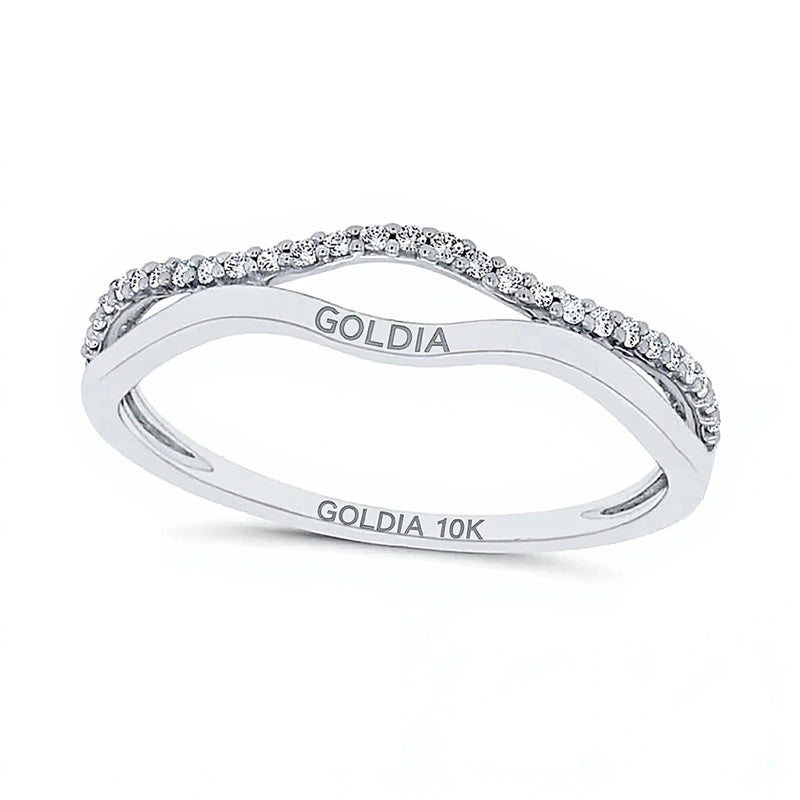 0,1 ct. Gesamtgewicht Diamant Ring mit offenem Wellendesign in 10K Weißgold