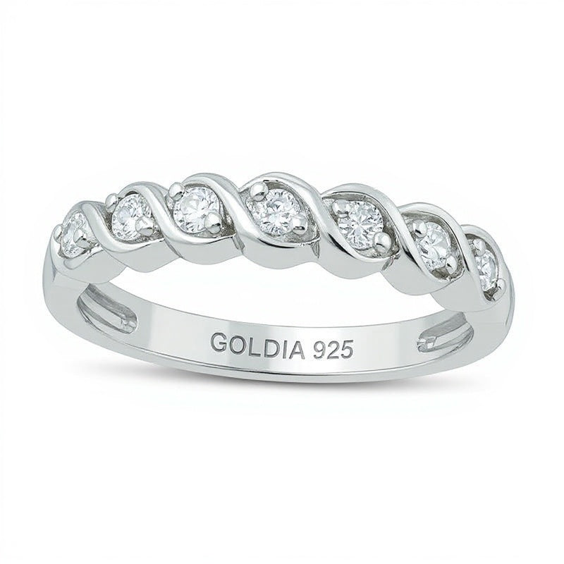 0.13 ct. Gesamtgewicht Diamant Sieben-Stein "S" Memoire-Ring aus rhodiniertem Sterlingsilber